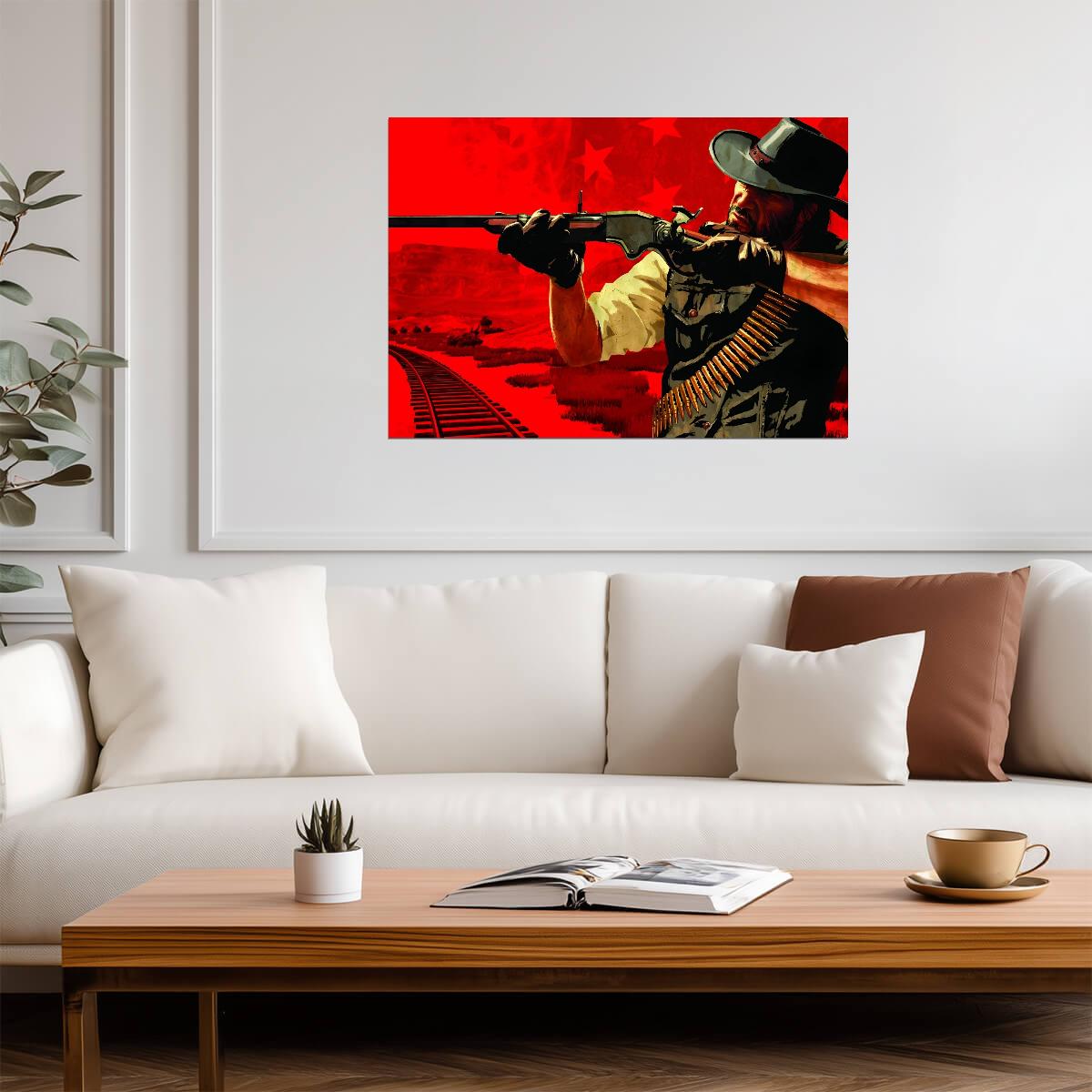 Red Dead Redemption John Marston Aiming Rifle | Western Game Poster | Vintage Gaming Art - Video Games Poster