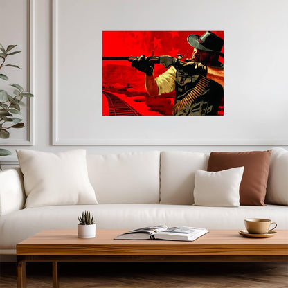 Red Dead Redemption John Marston Aiming Rifle | Western Game Poster | Vintage Gaming Art - Video Games Poster
