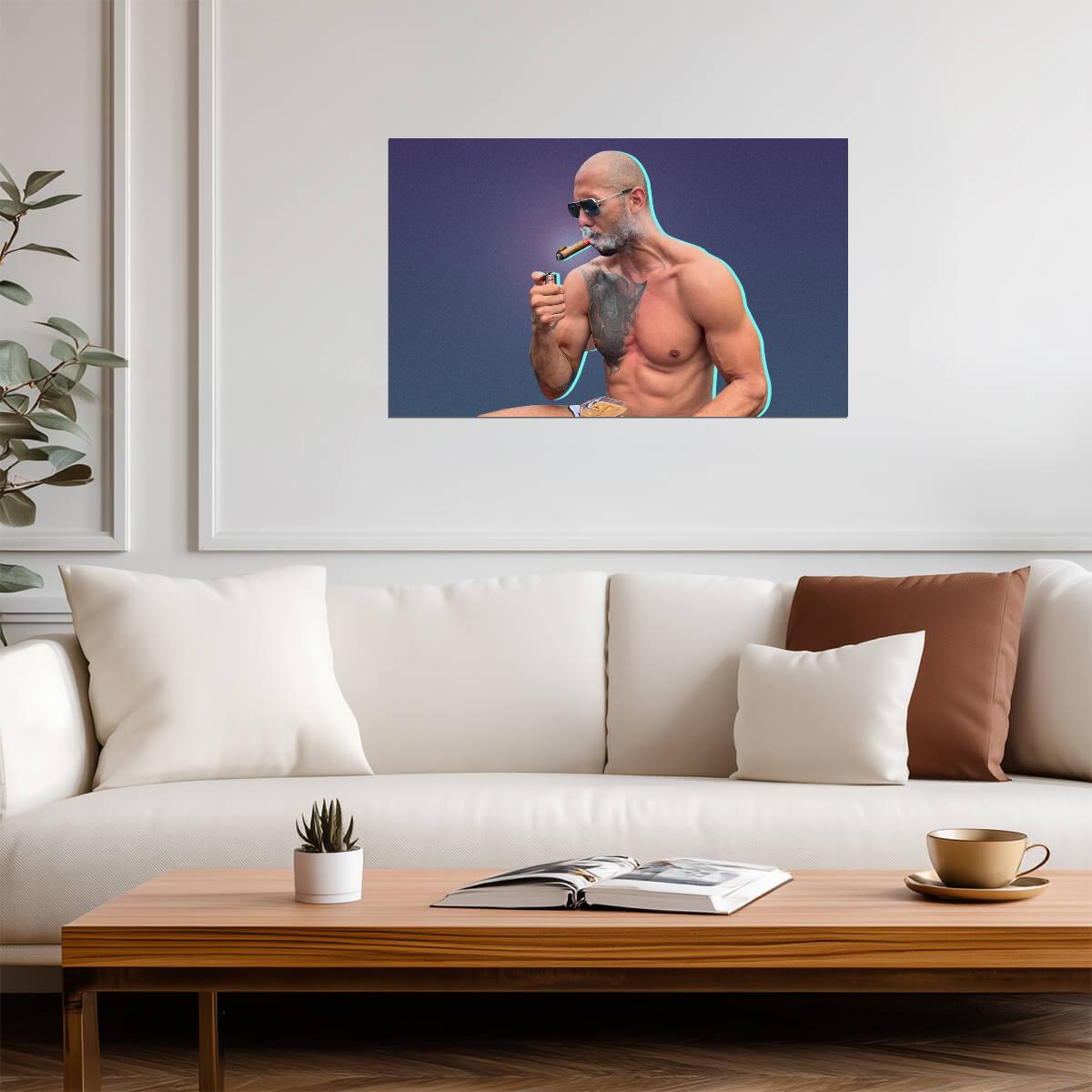 Andrew Tate Smoking Cigar | Celebrity Photo Poster | Pop Culture Wall Art - Celebrities Poster