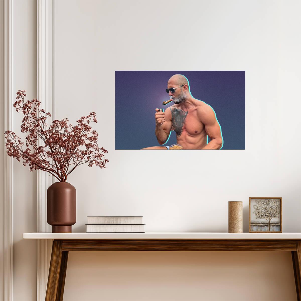Andrew Tate Smoking Cigar | Celebrity Photo Poster | Pop Culture Wall Art - Celebrities Poster