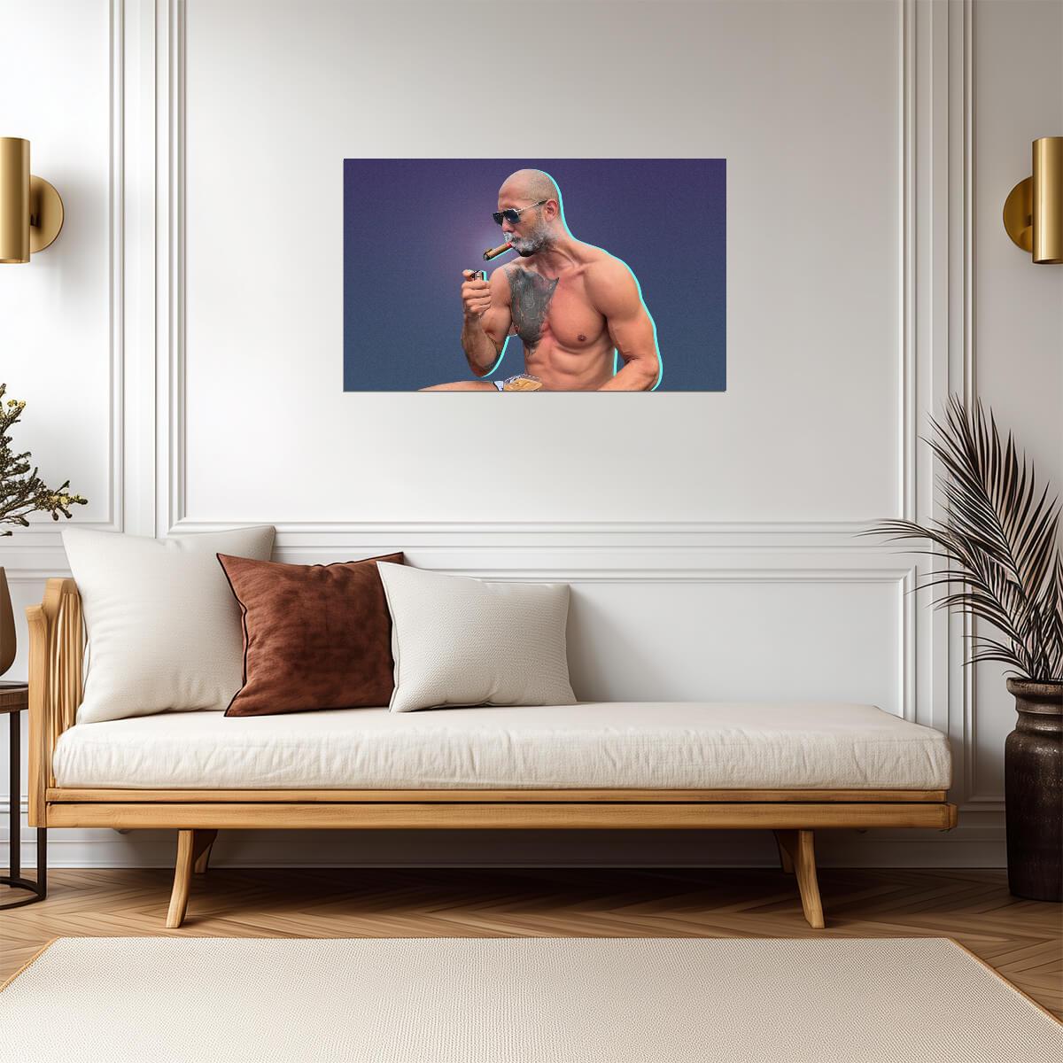 Andrew Tate Smoking Cigar | Celebrity Photo Poster | Pop Culture Wall Art - Celebrities Poster