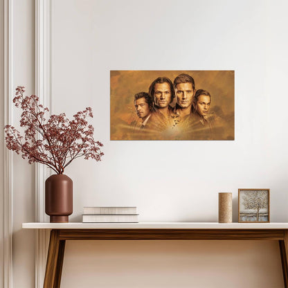 Supernatural Sam Dean Castiel & Jack | Fantasy TV Show Poster | Winchester Brothers Art - Movies & TV Poster