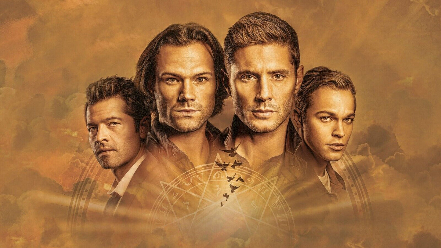 Supernatural Sam Dean Castiel & Jack | Fantasy TV Show Poster | Winchester Brothers Art - Movies & TV Poster