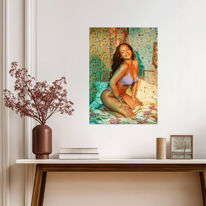 Rihanna in Purple Lingerie | Savage X Fenty Photoshoot Poster | Sexy Celebrity Art - Music Poster