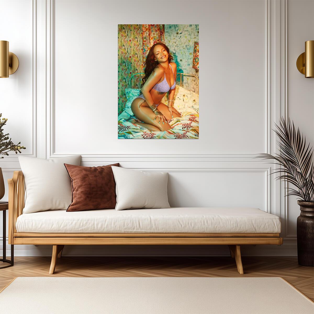Rihanna in Purple Lingerie | Savage X Fenty Photoshoot Poster | Sexy Celebrity Art - Music Poster