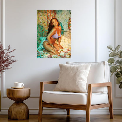 Rihanna in Purple Lingerie | Savage X Fenty Photoshoot Poster | Sexy Celebrity Art - Music Poster