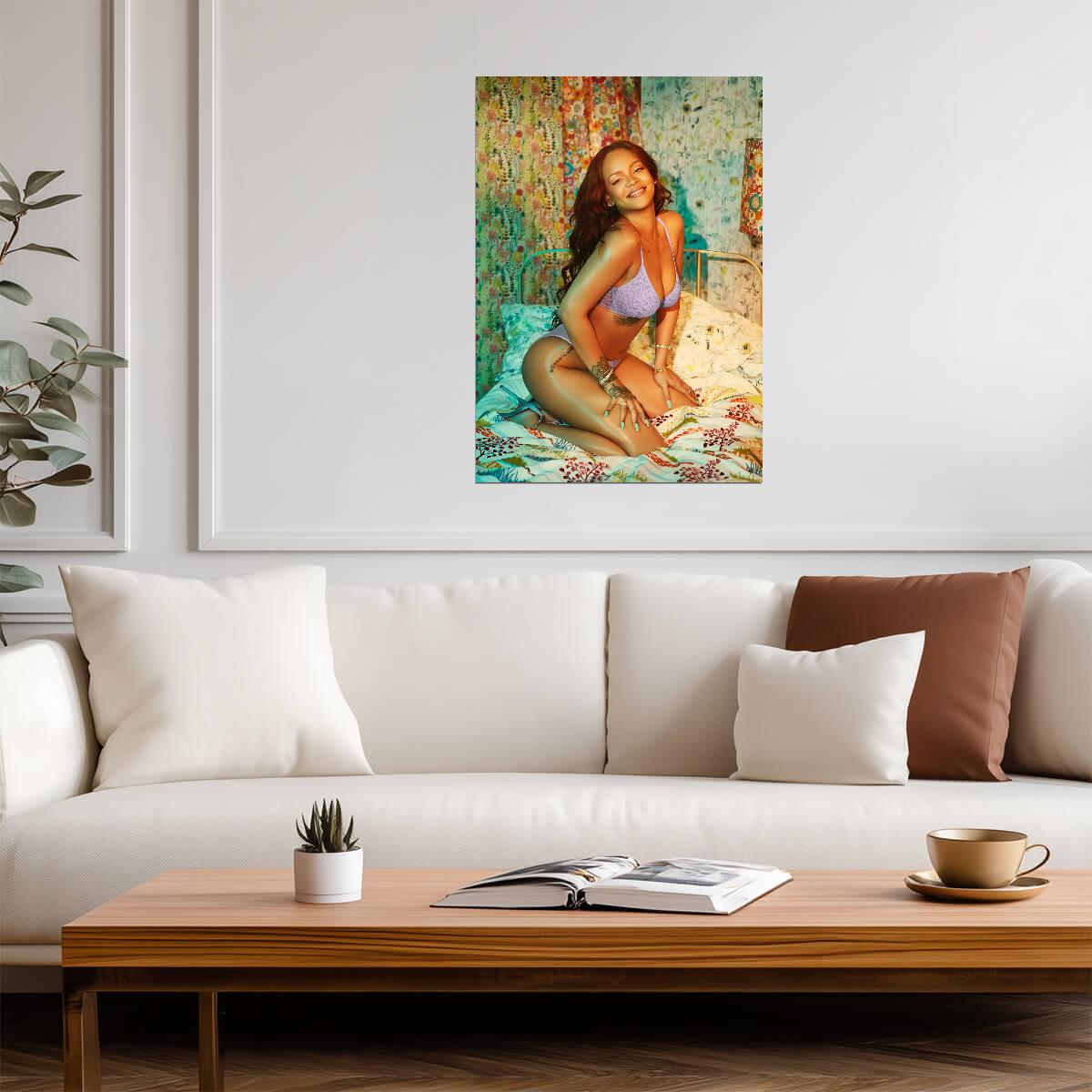 Rihanna in Purple Lingerie | Savage X Fenty Photoshoot Poster | Sexy Celebrity Art - Music Poster