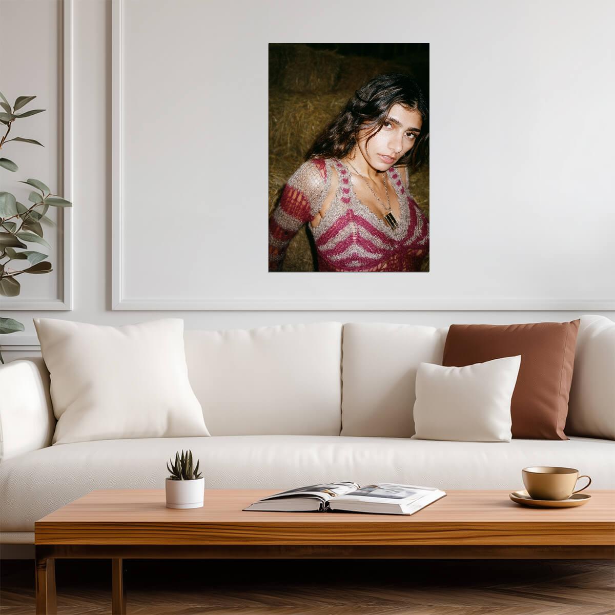 Mia Khalifa Rustic Photoshoot | Modern Celebrity Poster | Intimate Portrait Art - Celebrities Poster