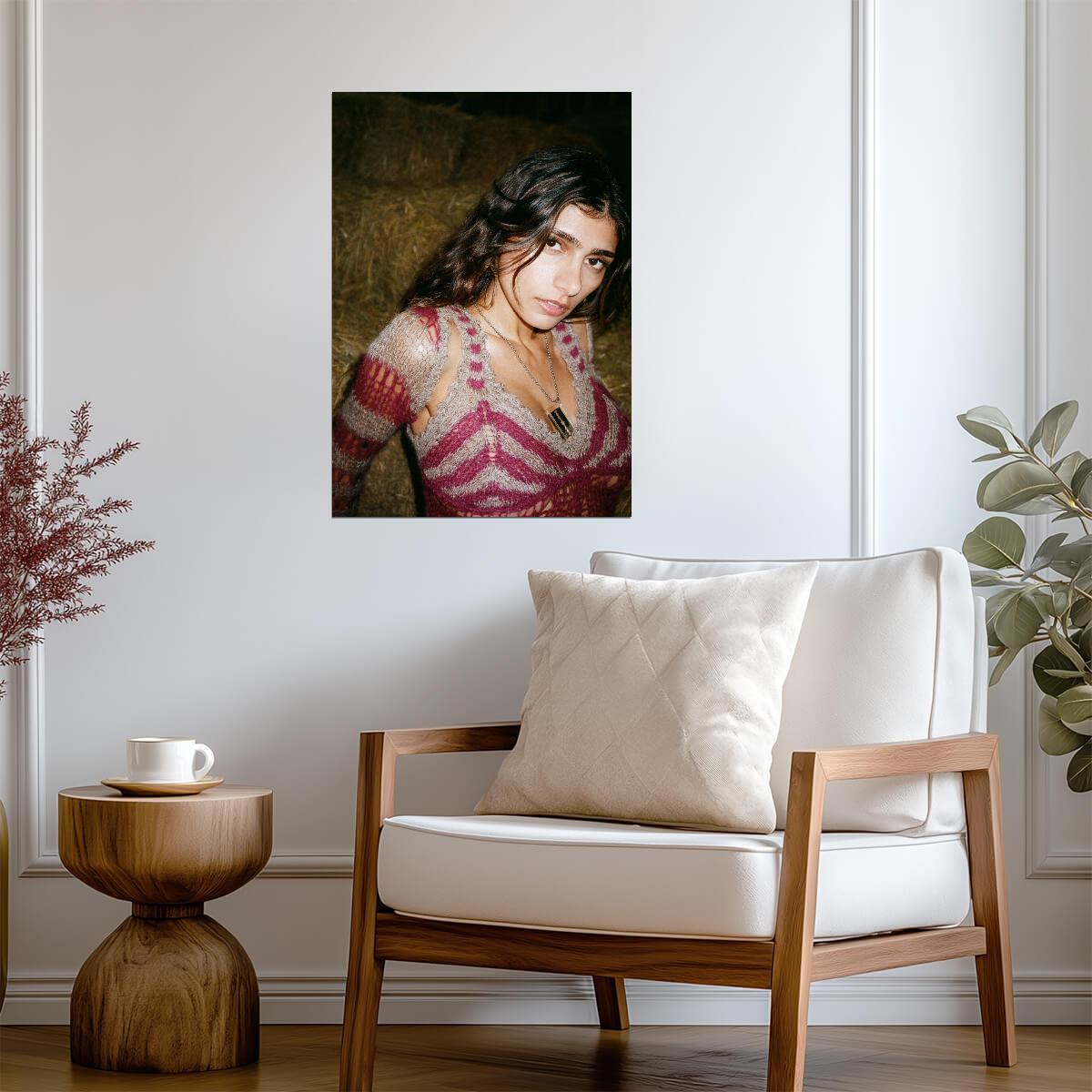 Mia Khalifa Rustic Photoshoot | Modern Celebrity Poster | Intimate Portrait Art - Celebrities Poster