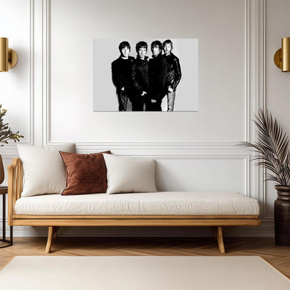 Oasis Black and White Band Photo | 90s Britpop Poster | Vintage Rock Music Art - Music Poster