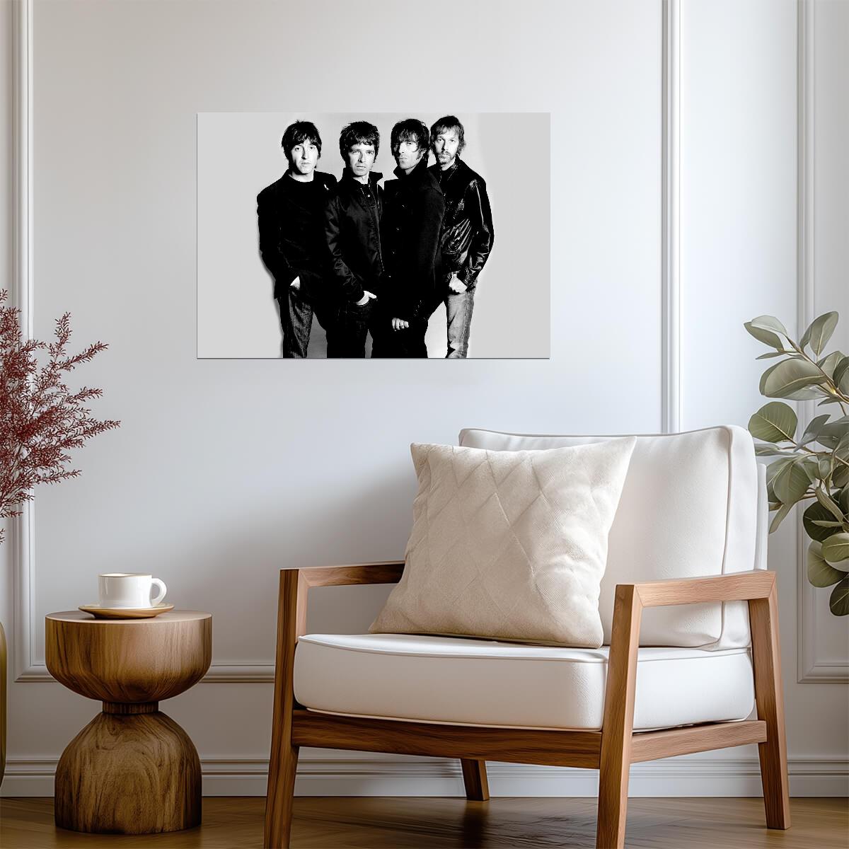 Oasis Black and White Band Photo | 90s Britpop Poster | Vintage Rock Music Art - Music Poster