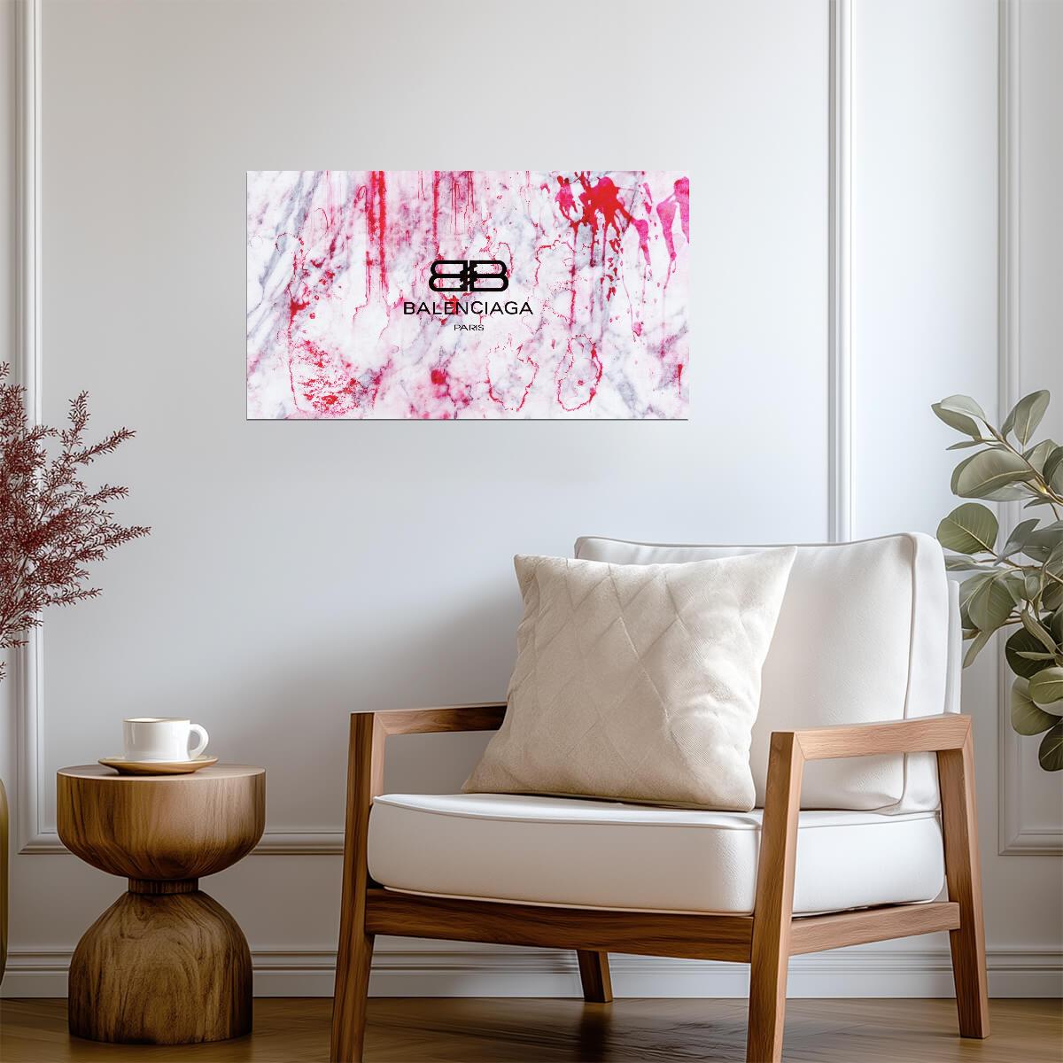 Balenciaga Logo Splatter Art | Modern Fashion Poster | Abstract Brand Wall Art - Graphic & Art Poster