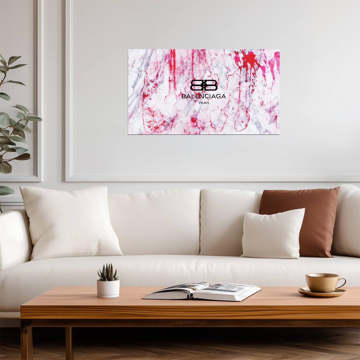 Balenciaga Logo Splatter Art | Modern Fashion Poster | Abstract Brand Wall Art - Graphic & Art Poster