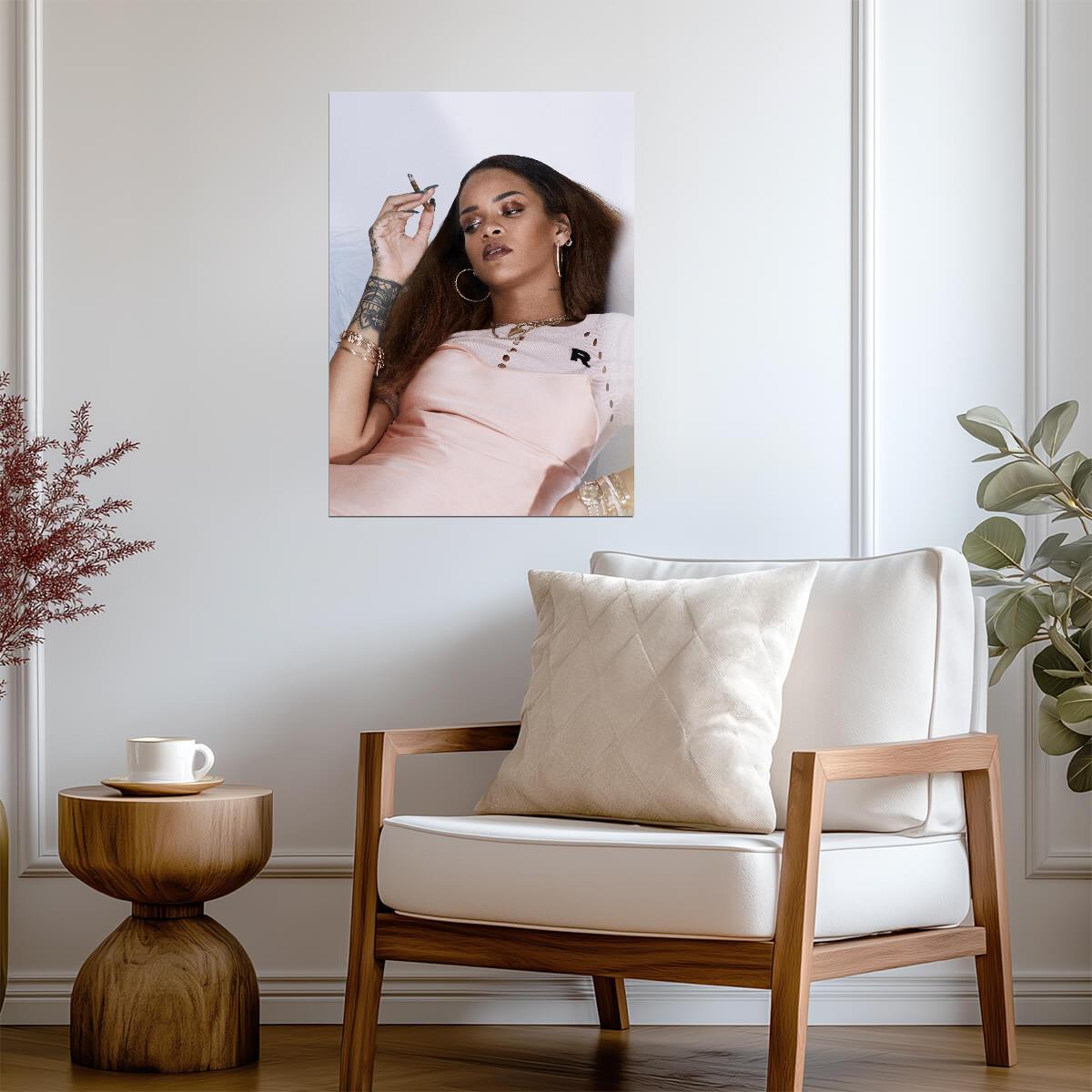 Rihanna Smoking Portrait | Pink Slip Photoshoot Poster | Music Star Wall Art - Music Poster