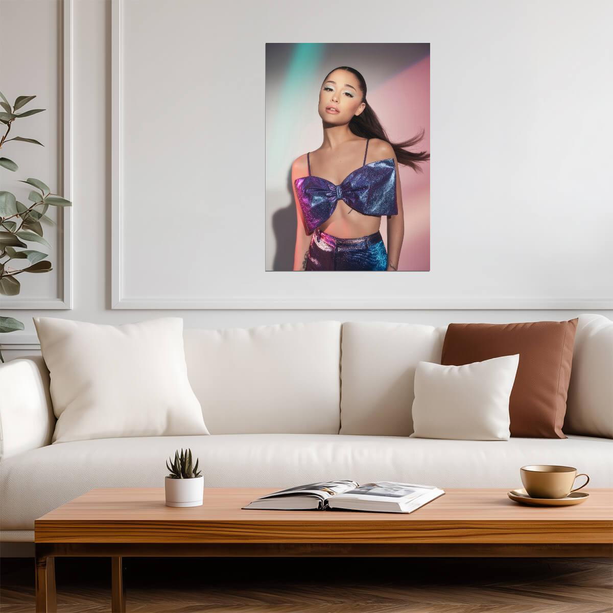 Ariana Grande REM Poster | Purple Metallic Bow Top | Music Star Photoshoot - Music Poster