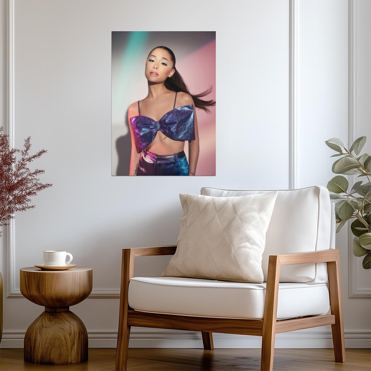 Ariana Grande REM Poster | Purple Metallic Bow Top | Music Star Photoshoot - Music Poster