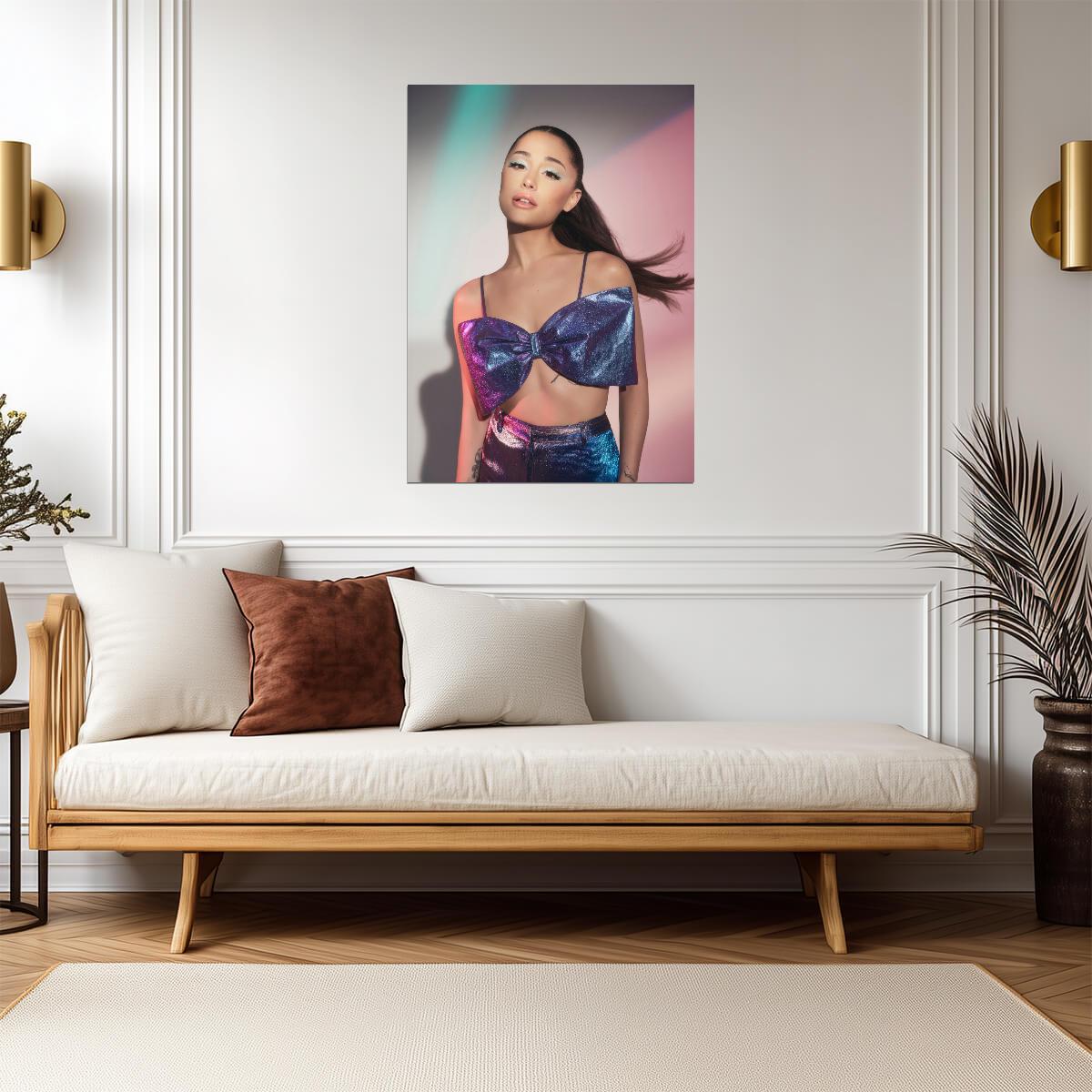 Ariana Grande REM Poster | Purple Metallic Bow Top | Music Star Photoshoot - Music Poster