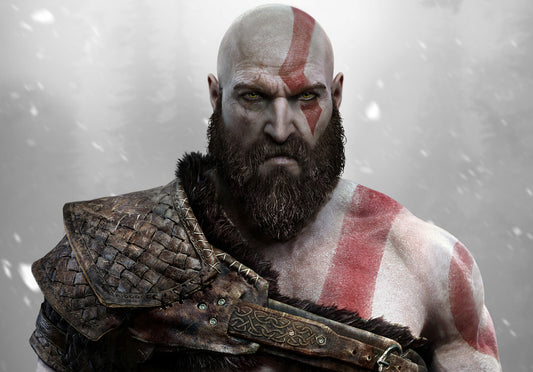 God of War Kratos Portrait | Norse Mythology Game Poster | Spartan Warrior Wall Art - Video Games Poster