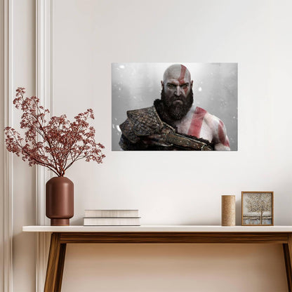 God of War Kratos Portrait | Norse Mythology Game Poster | Spartan Warrior Wall Art - Video Games Poster