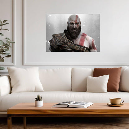 God of War Kratos Portrait | Norse Mythology Game Poster | Spartan Warrior Wall Art - Video Games Poster