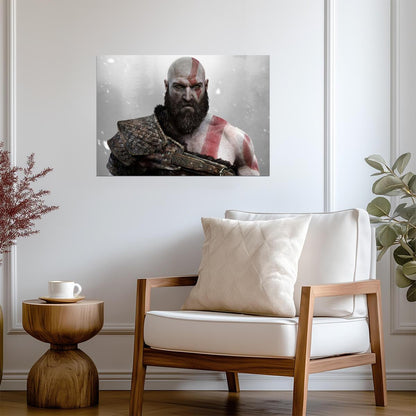 God of War Kratos Portrait | Norse Mythology Game Poster | Spartan Warrior Wall Art - Video Games Poster