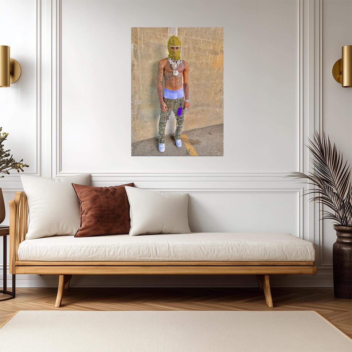 Nle Choppa in Balaclava | Hip Hop Poster | US Rapper Wall Art - Music Poster