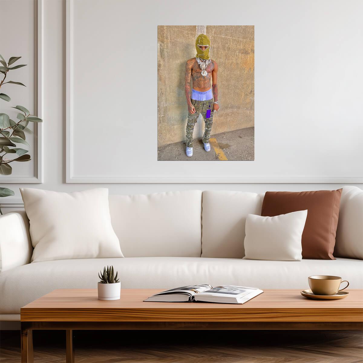 Nle Choppa in Balaclava | Hip Hop Poster | US Rapper Wall Art - Music Poster
