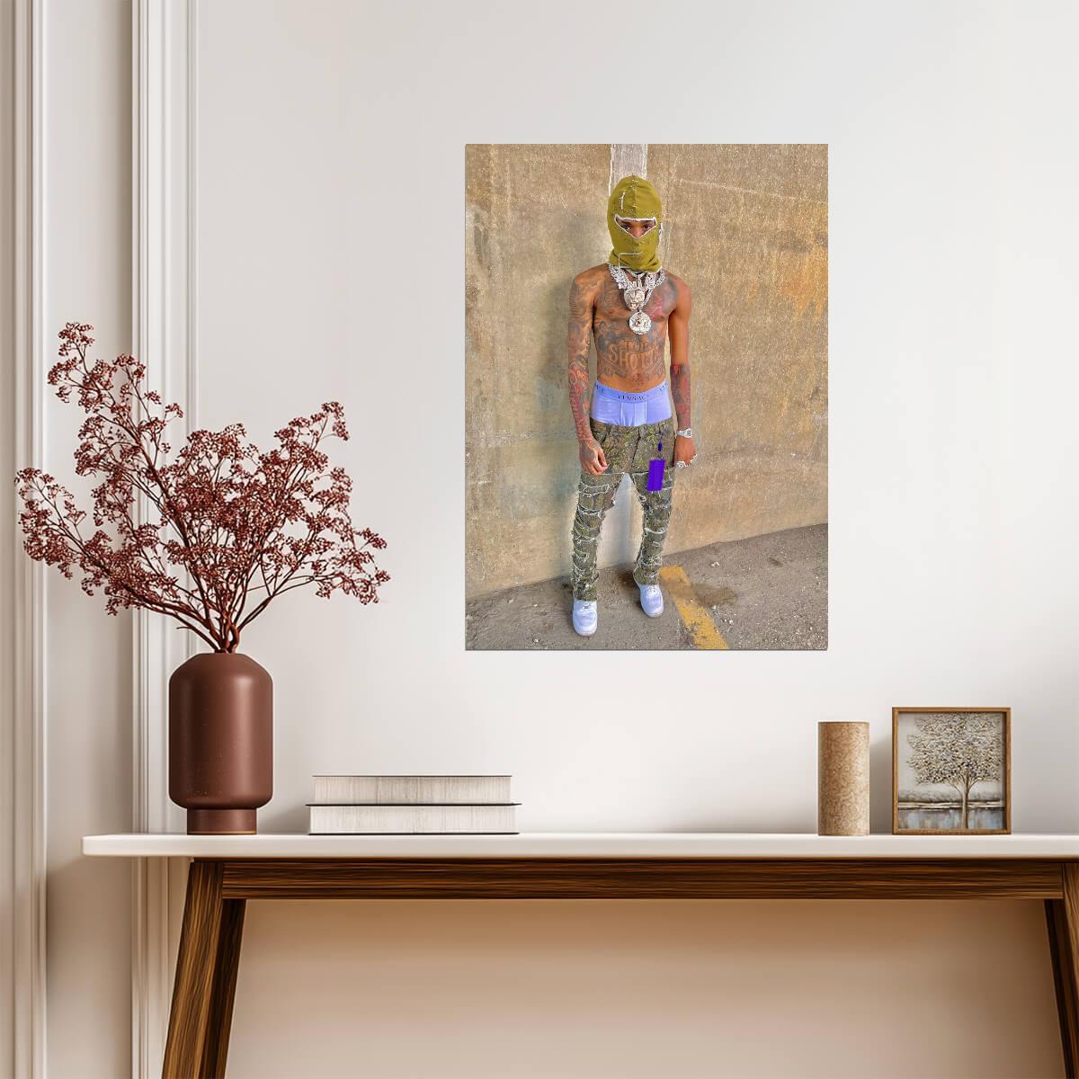 Nle Choppa in Balaclava | Hip Hop Poster | US Rapper Wall Art - Music Poster