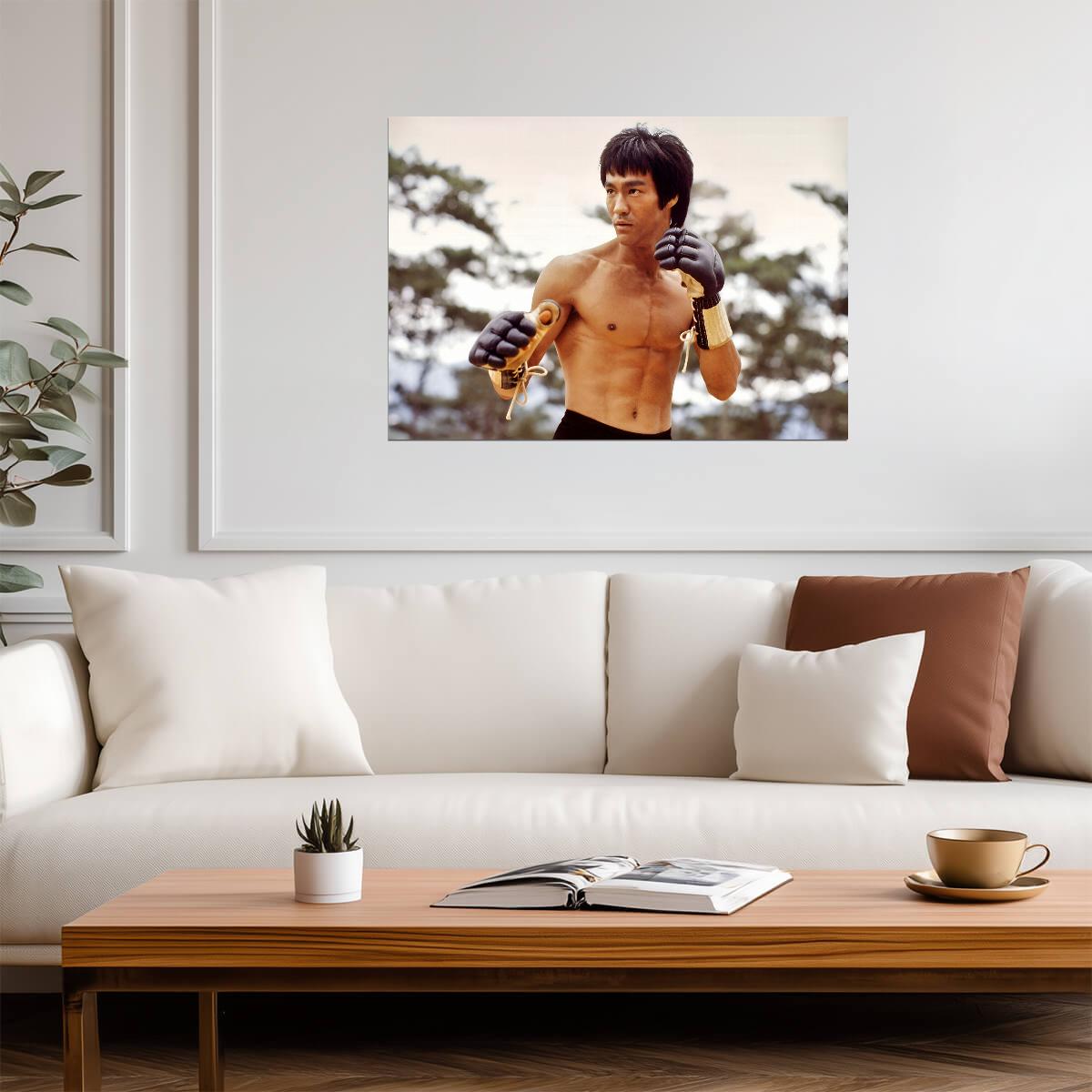Bruce Lee with Gloves | Martial Arts Movie Poster | Kung Fu Legend Art - Celebrities Poster