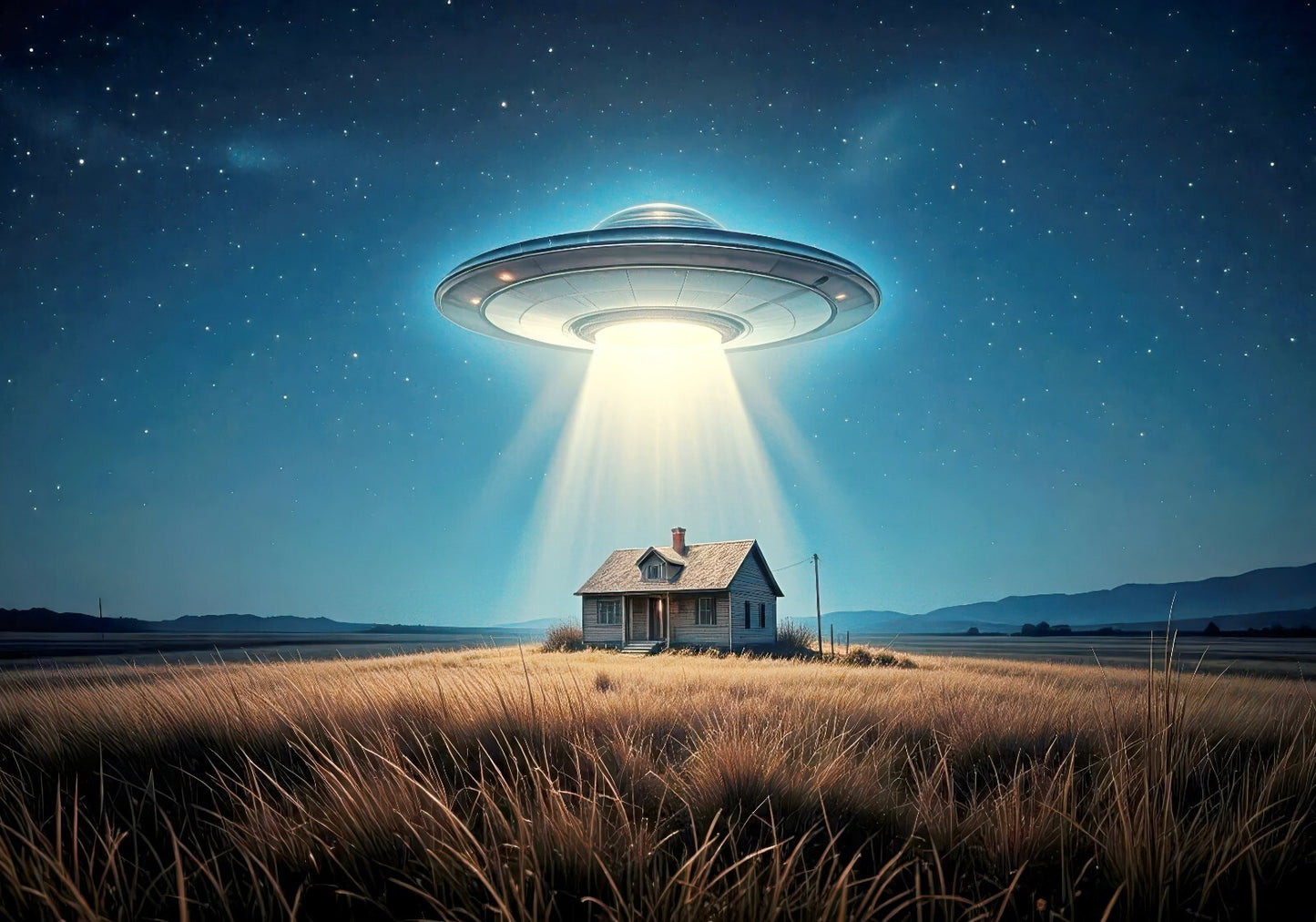 UFO Abduction Scene | Sci-Fi Art Print | Alien Landscape Poster - Graphic & Art Poster