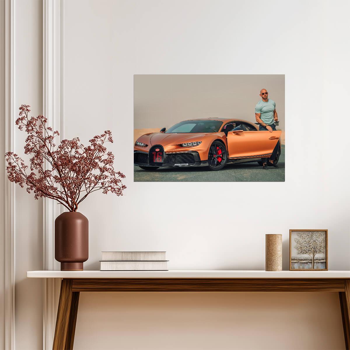 Andrew Tate with Bugatti Chiron | Luxury Lifestyle Poster | Supercar Wall Art - Celebrities Poster