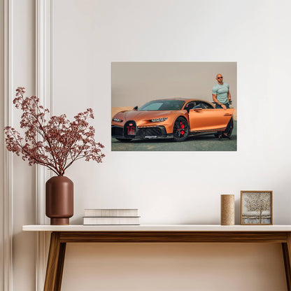 Andrew Tate with Bugatti Chiron | Luxury Lifestyle Poster | Supercar Wall Art - Celebrities Poster