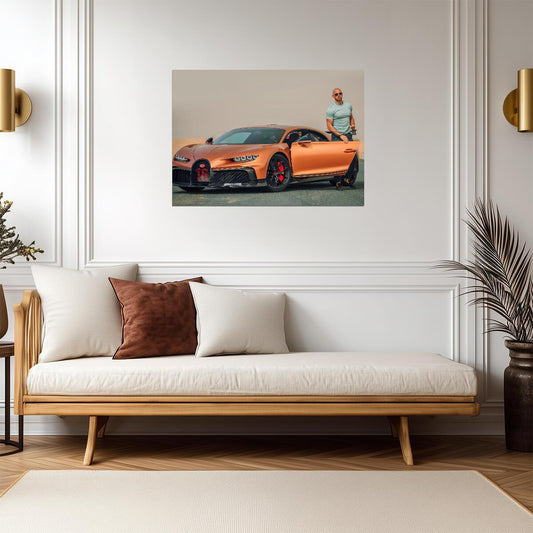 Andrew Tate with Bugatti Chiron | Luxury Lifestyle Poster | Supercar Wall Art - Celebrities Poster