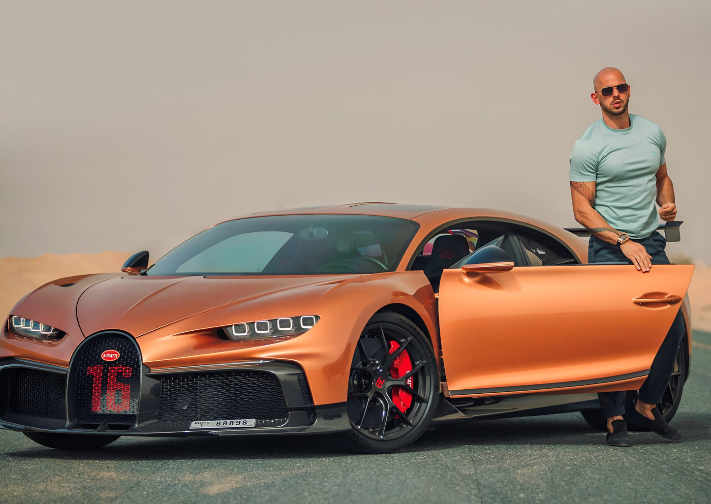 Andrew Tate with Bugatti Chiron | Luxury Lifestyle Poster | Supercar Wall Art - Celebrities Poster