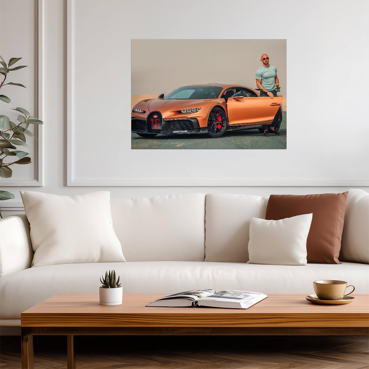 Andrew Tate with Bugatti Chiron | Luxury Lifestyle Poster | Supercar Wall Art - Celebrities Poster