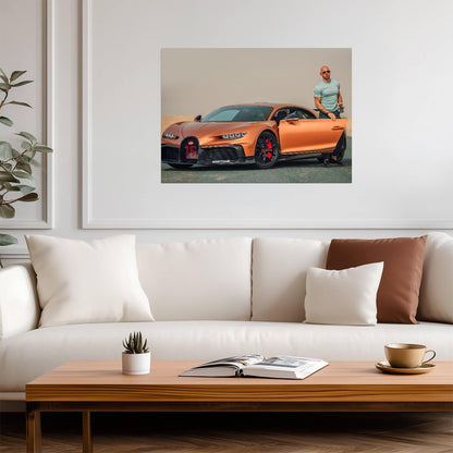 Andrew Tate with Bugatti Chiron | Luxury Lifestyle Poster | Supercar Wall Art - Celebrities Poster