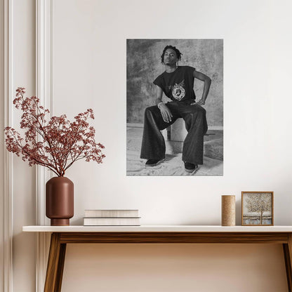Playboi Carti Black and White Fashion Shoot | Full Body Portrait Poster | Hip Hop Star Art - Music Poster