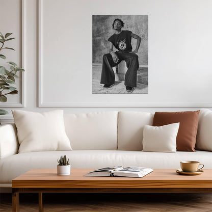 Playboi Carti Black and White Fashion Shoot | Full Body Portrait Poster | Hip Hop Star Art - Music Poster