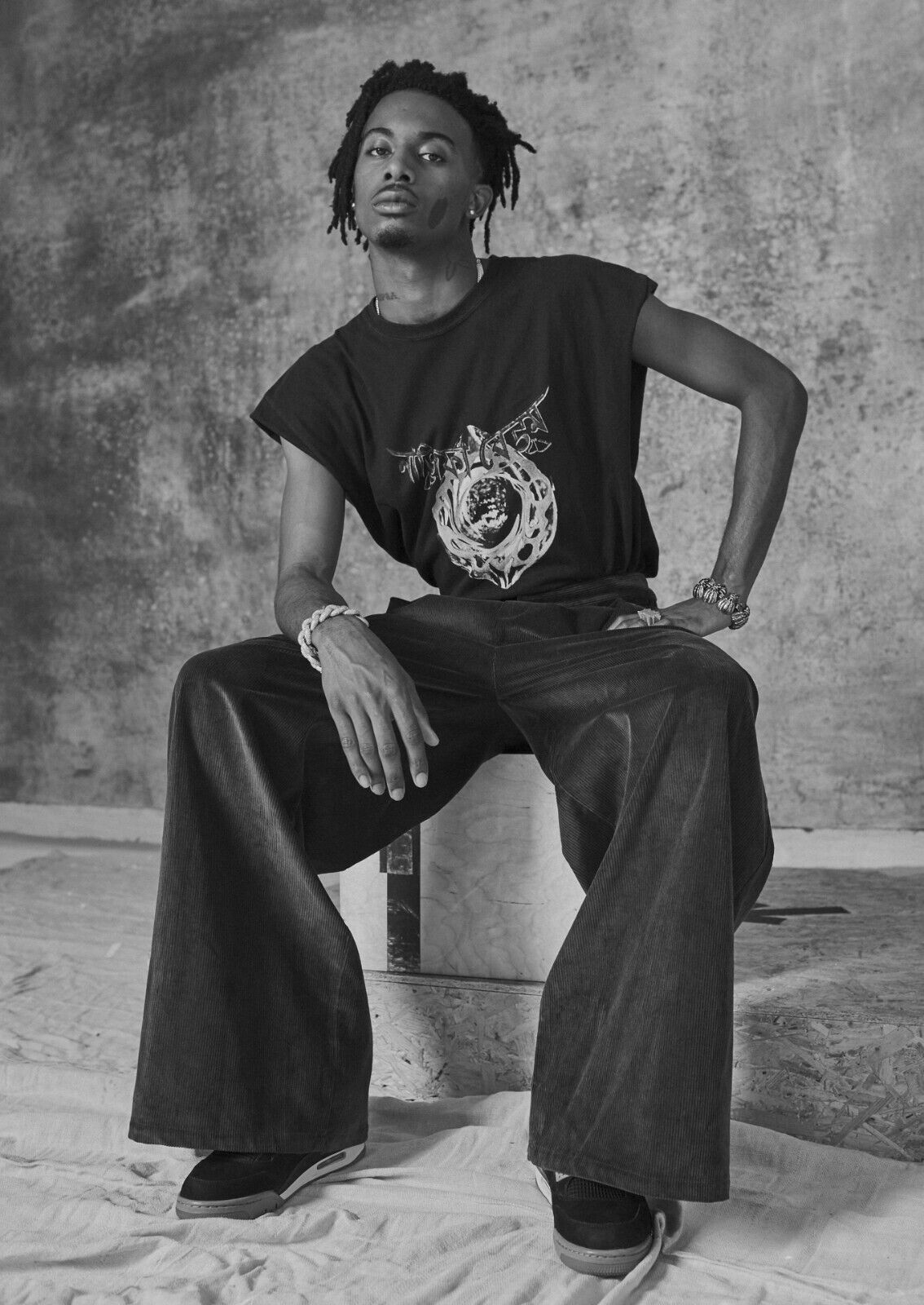 Playboi Carti Black and White Fashion Shoot | Full Body Portrait Poster | Hip Hop Star Art - Music Poster