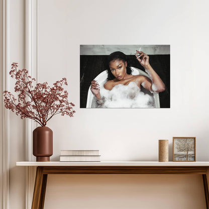 Megan Thee Stallion Plan B | In Bathtub Smoking Poster | Sexy Hip Hop Music Art - Music Poster