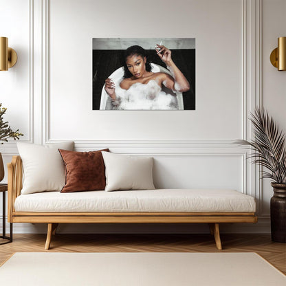 Megan Thee Stallion Plan B | In Bathtub Smoking Poster | Sexy Hip Hop Music Art - Music Poster