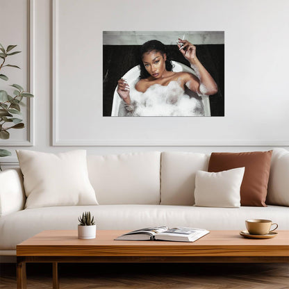 Megan Thee Stallion Plan B | In Bathtub Smoking Poster | Sexy Hip Hop Music Art - Music Poster