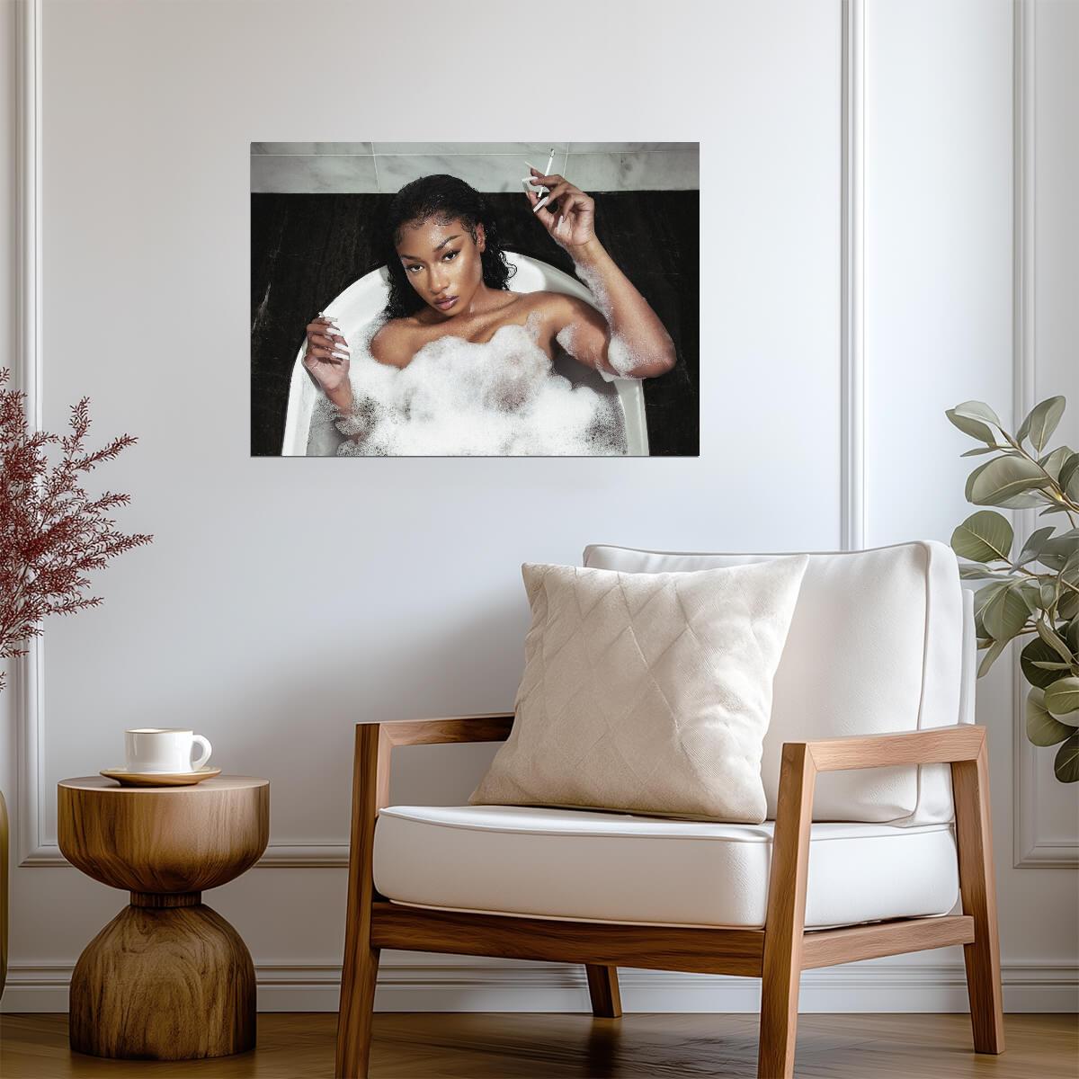 Megan Thee Stallion Plan B | In Bathtub Smoking Poster | Sexy Hip Hop Music Art - Music Poster