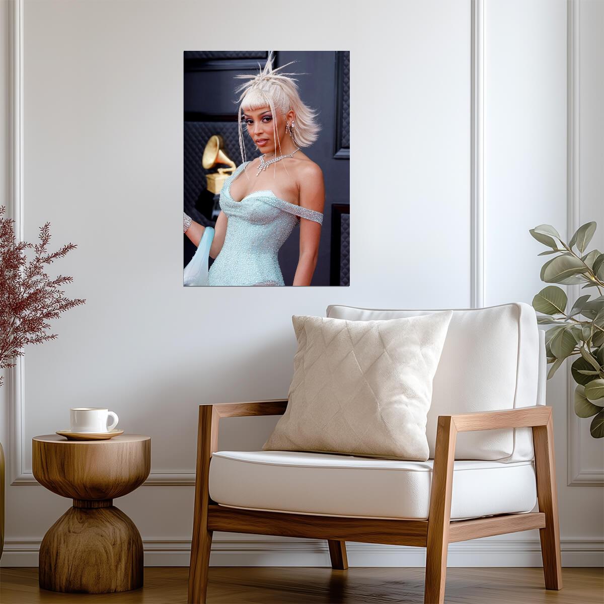Doja Cat Grammy Awards 2022 | Blue Dress Red Carpet Poster | Celebrity Fashion Art - Music Poster