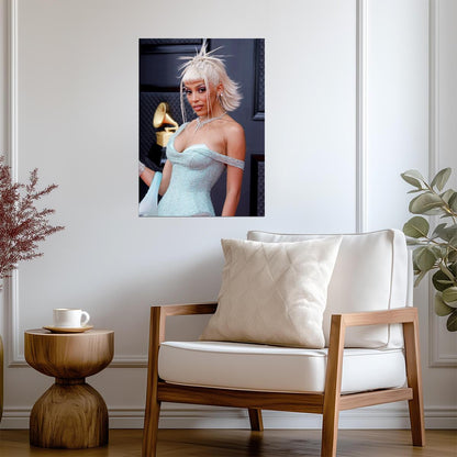 Doja Cat Grammy Awards 2022 | Blue Dress Red Carpet Poster | Celebrity Fashion Art - Music Poster