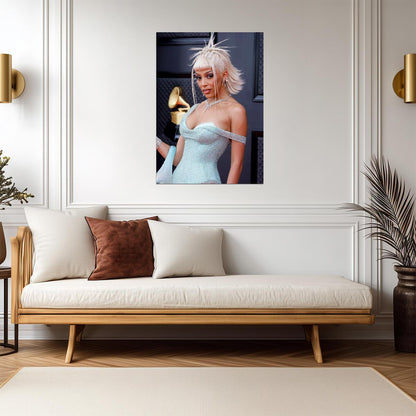 Doja Cat Grammy Awards 2022 | Blue Dress Red Carpet Poster | Celebrity Fashion Art - Music Poster