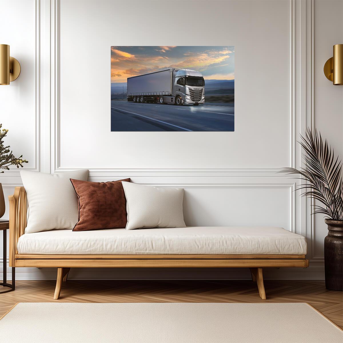 Iveco S-Way | Silver Semi Truck Poster | Highway Transportation Art - Cars Poster
