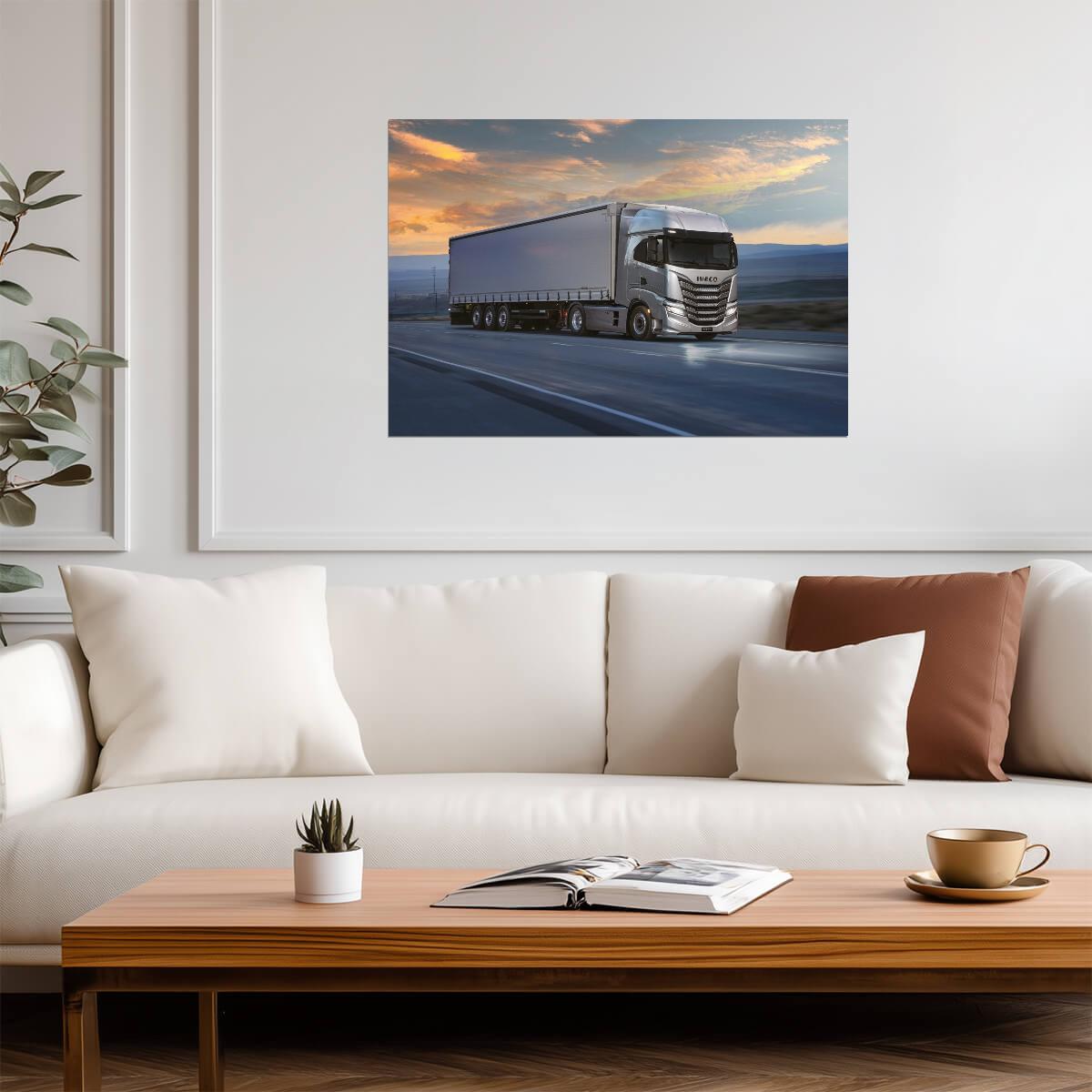 Iveco S-Way | Silver Semi Truck Poster | Highway Transportation Art - Cars Poster