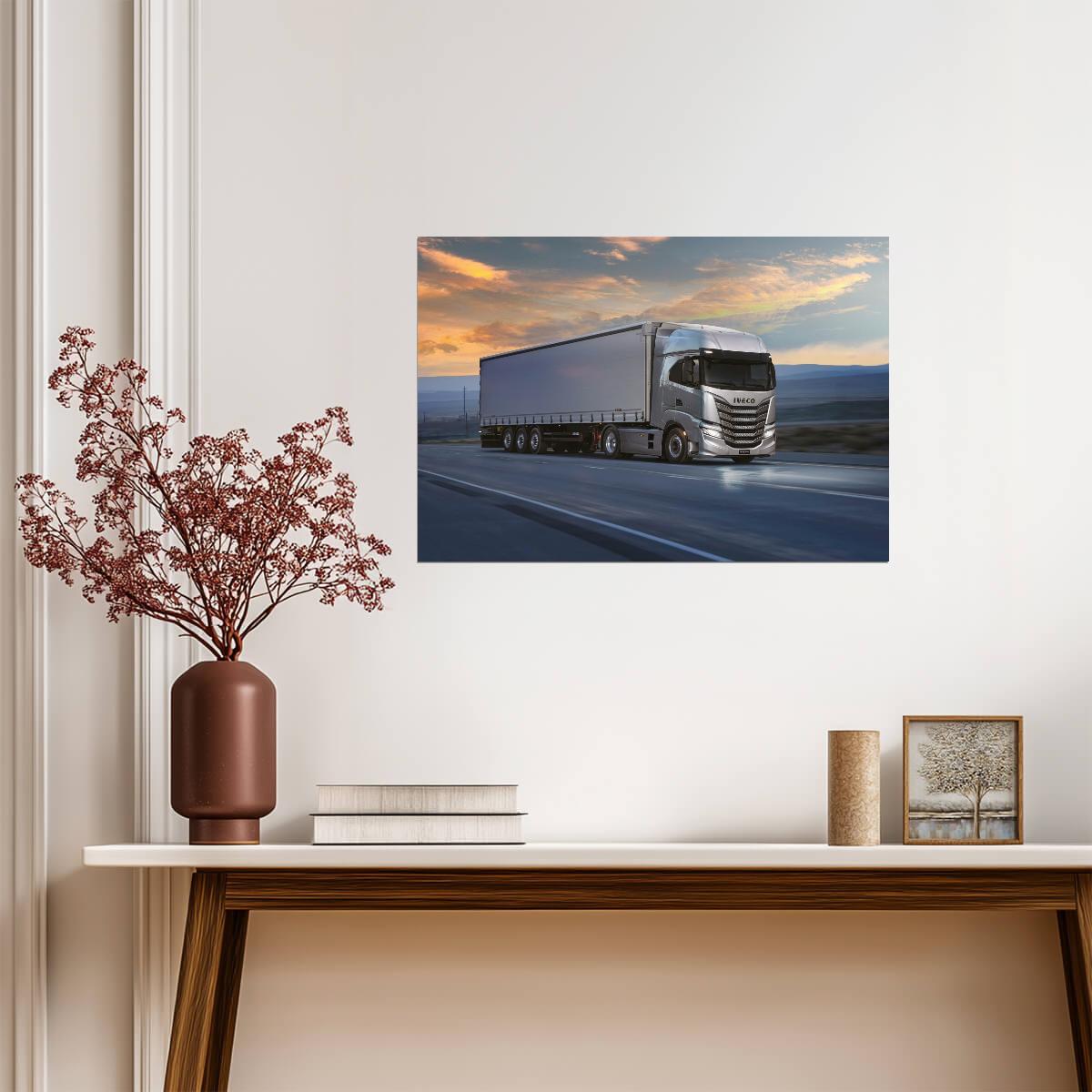 Iveco S-Way | Silver Semi Truck Poster | Highway Transportation Art - Cars Poster