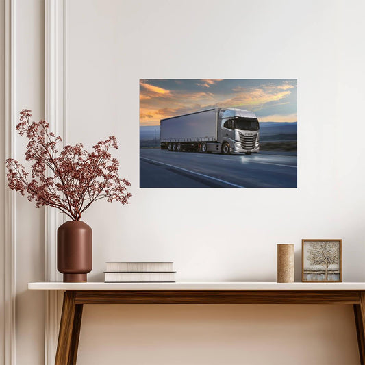 Iveco S-Way | Silver Semi Truck Poster | Highway Transportation Art - Cars Poster